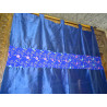 Taffeta curtains with blue patchwork