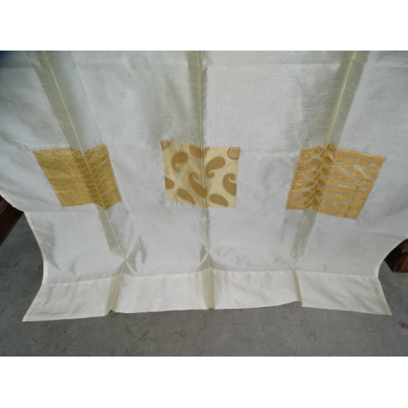 Rideaux taffetas écru avec bandeau patchwork 250x110 cm