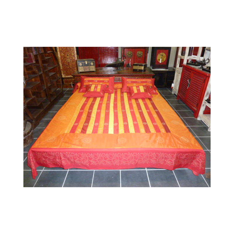 Parure de letto rayures taffetas arancione