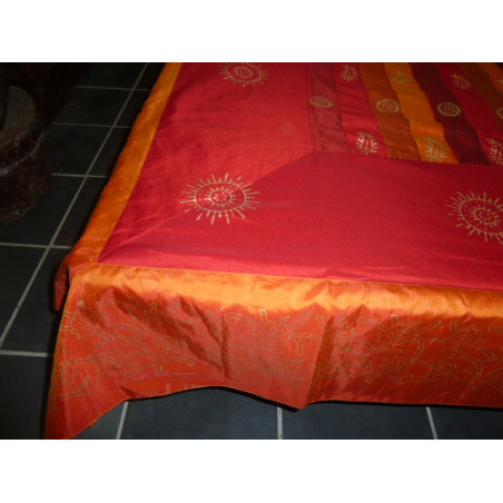 Quilt cover rayures taffetas red and orange