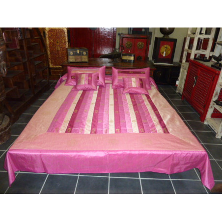 Parure de letto rayures taffetas rosa et fushia