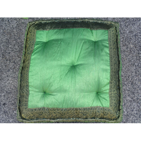 Coussin de sol bords en brocart vert foncé 57x57 cm