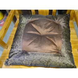 Galette de chaise bords en brocart marron chocolat 38x38 cm