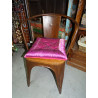 Galette de chaise bords en brocart de couleur fushia 38x38 cm