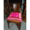 Galette de chaise bords en brocart de couleur rose 38x38 cm
