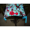 Galette de chaise velours 38x38 cm avec oiseaux de paradis - turquoise