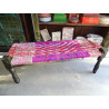 Long banc indien avec assise en cordage ficelle multicolor - 1