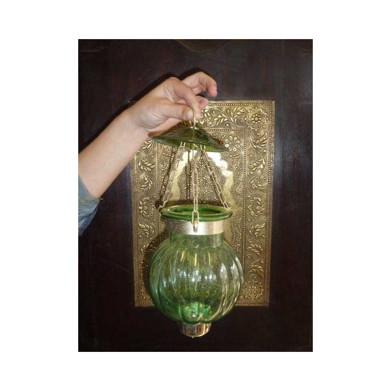 Lampe KHARBUJA vert deau 13x13 cm