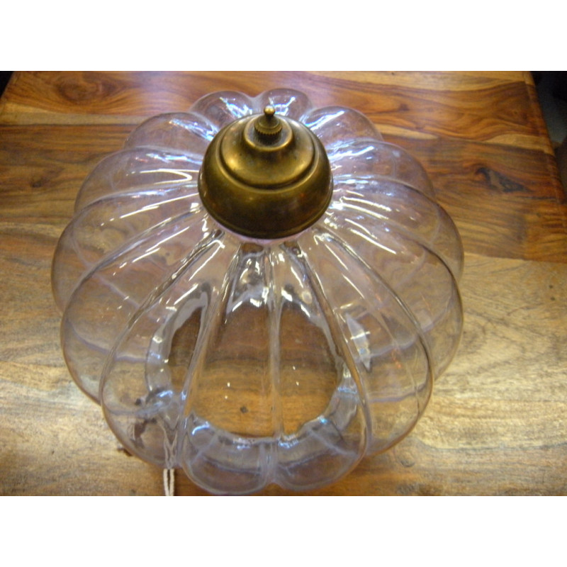 Lampe indienne KHARBUJA verre souflé transparente 22x22 cm