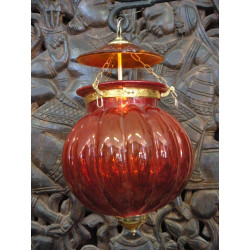 KHARBUJA Lámpara de vidrio 22x22 cm Soufle roja