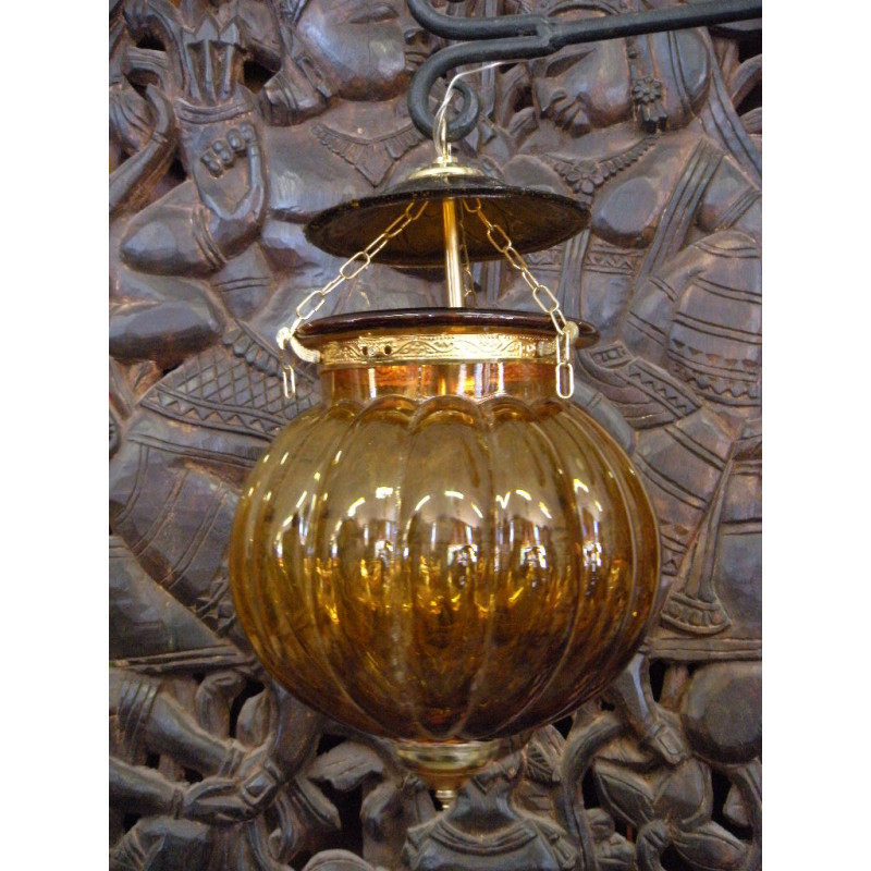 KHARBUJA vetro lampada gialla 22x22 cm Soufle