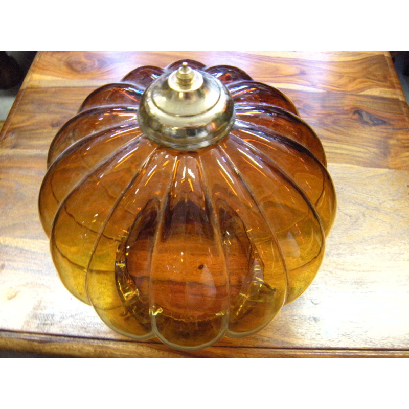 Lampe KHARBUJA verre souflé jaune 22x22 cm