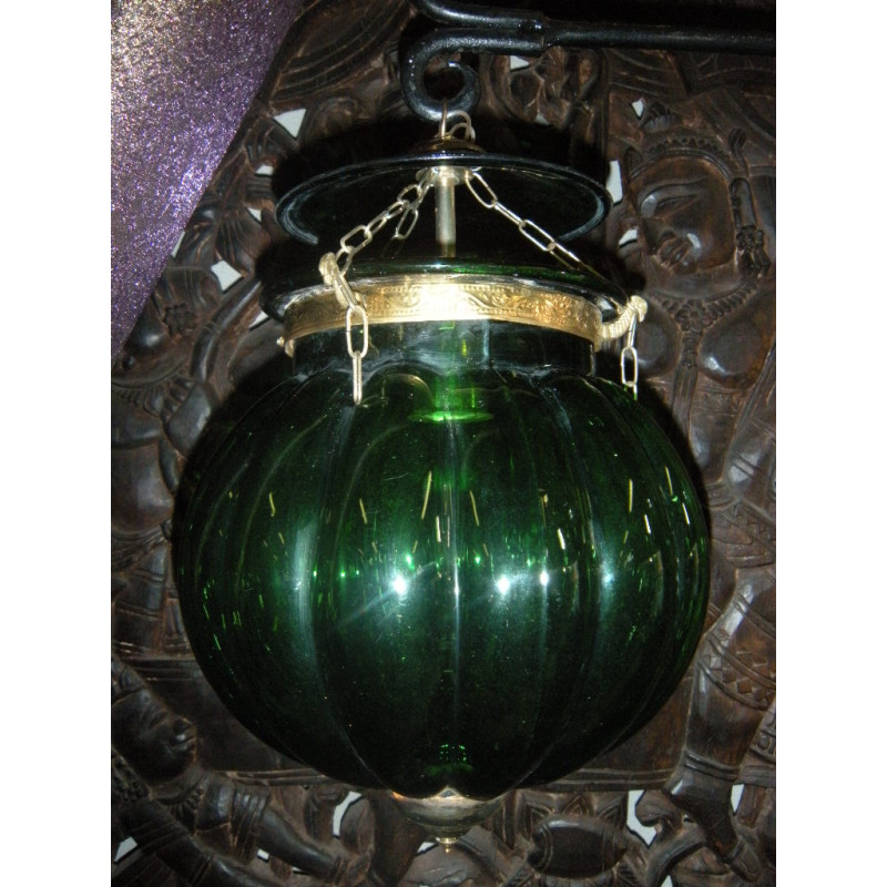 KHARBUJA lampada in vetro 22x22 cm Soufle verde scuro