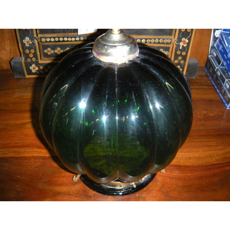KHARBUJA Glas Lampe 22x22 cm dunkelgrün Soufle