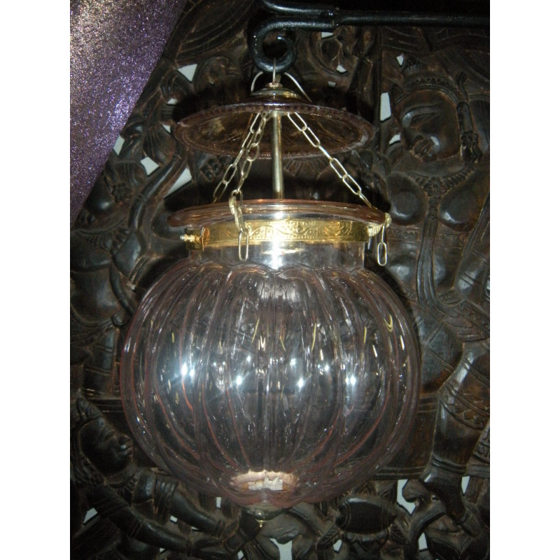 KHARBUJA Lampe rosa geblasenes Glas 22x22 cm