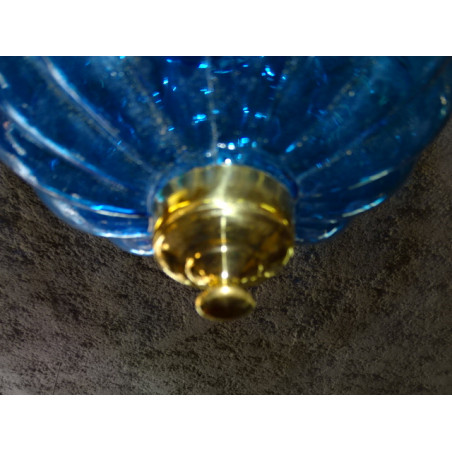 Indische Lampe KHARBUJA aus dunkeltürkisem mundgeblasenem Glas 22x22 cm