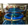 Lámpara india KHARBUJA de vidrio soplado turquesa oscuro 22x22 cm