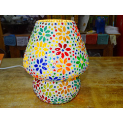 Lampada rotonda in mosaico con piccoli fiori multicolori - PUSHKAR