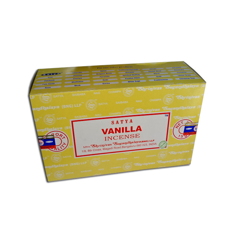 Boite de 12 étuis de 15 grs encens parfum vanille ** 2 étuis offerts **