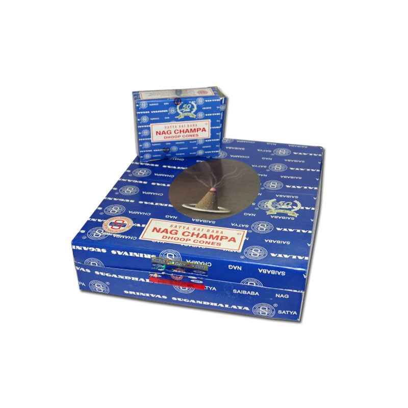 Box of 12 Nag Champa incense cases in cones ** 2 free cases **