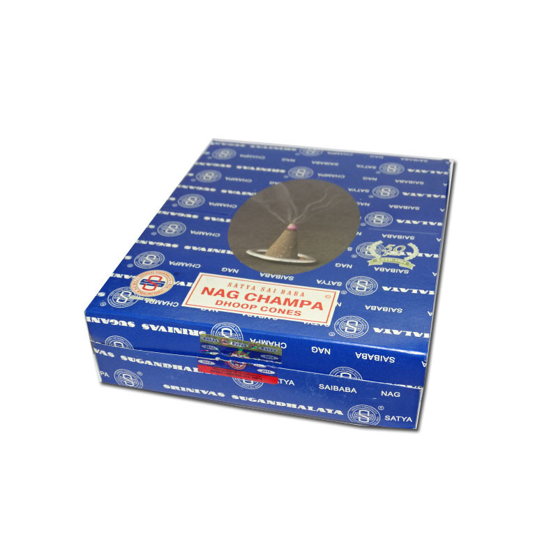Box of 12 Nag Champa incense cases in cones ** 2 free cases **