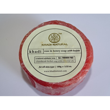 Jabón artesanal de la India con exfoliante de ROSA y MIEL - 100 Grs