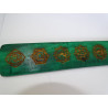 Incense stick holder in painted wood with 7 CHAKRAS - green
