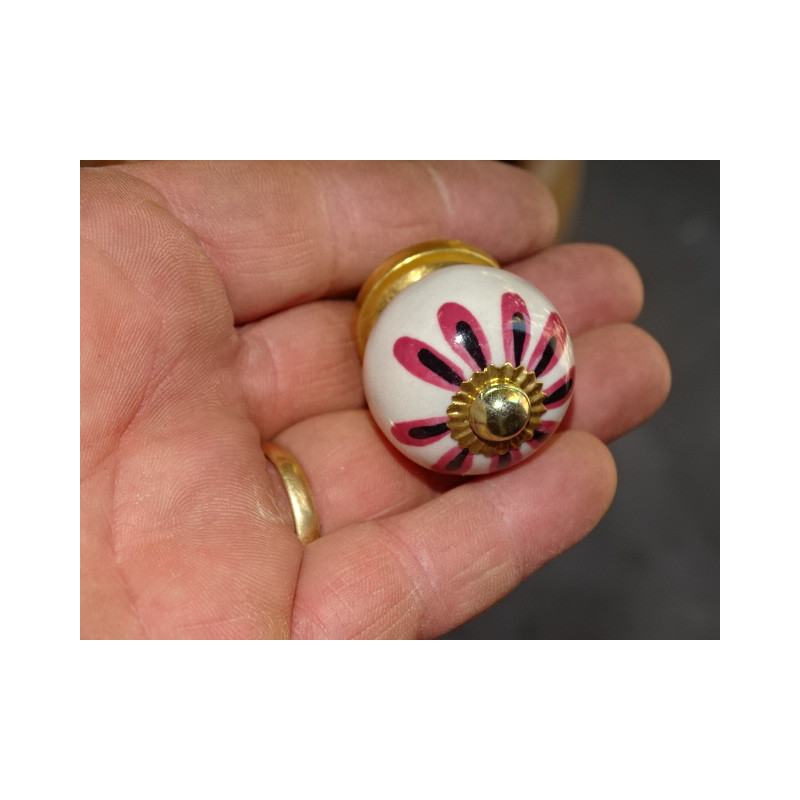 Petite poignée pétale rose et noir