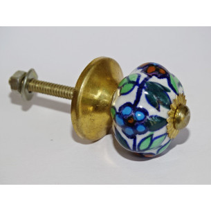 Small pumpkin handles white turquoise and brown