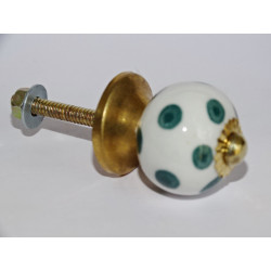 Furniture handle White with emerald green dots