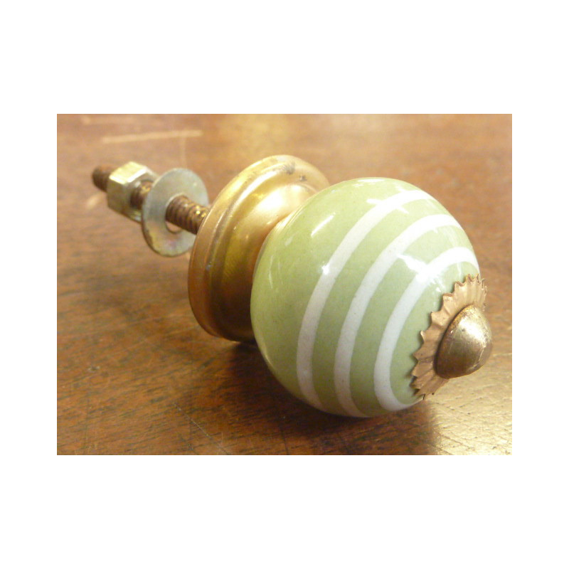 Mini boutons Vert anis trait blanc