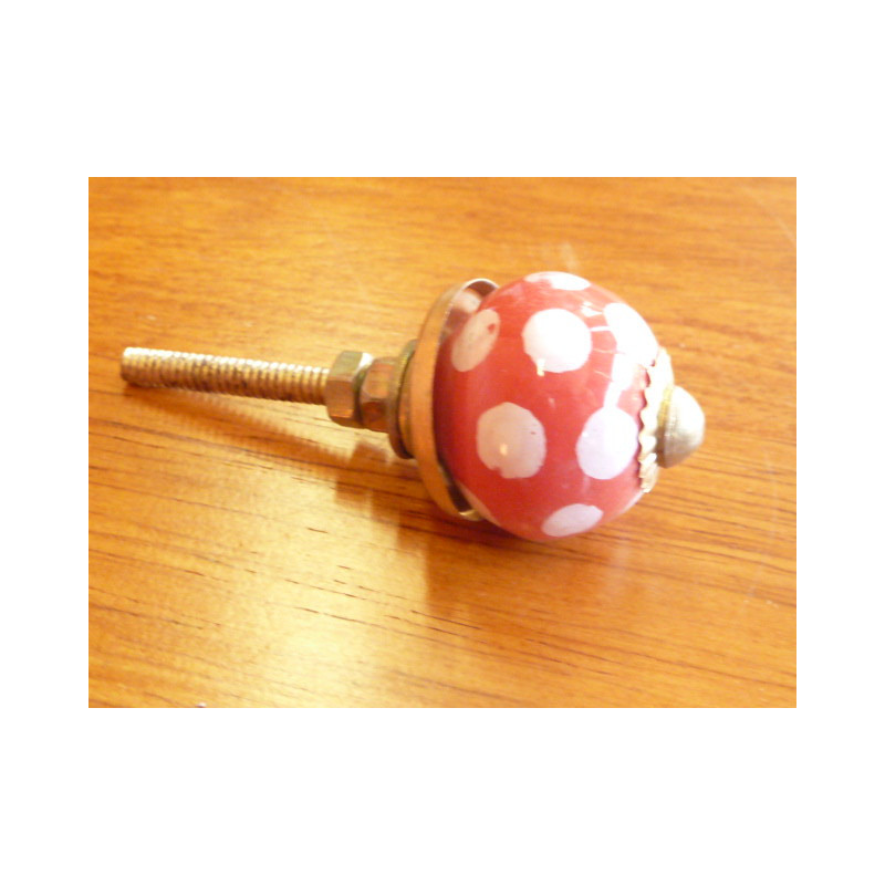 Mini boutons Rouge pois blanc doré