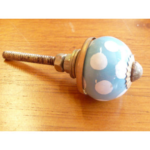 Mini boutons Turquoise pois blanc - doré