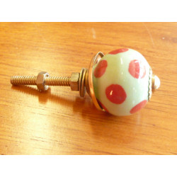 Mini boutons Vert printemps pois rouge