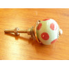 Mini boutons Vert printemps pois rouge