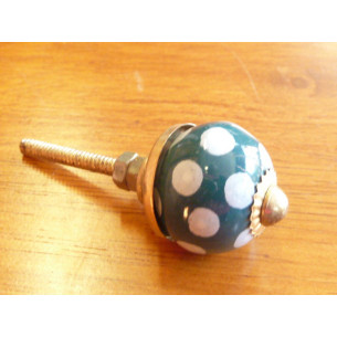 Mini boutons emeraude pois blanc - doré