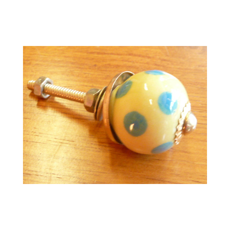 Mini boutons Jaune pois turquoise