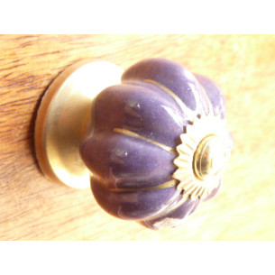 Mini boutons citrouille unis violet trait or