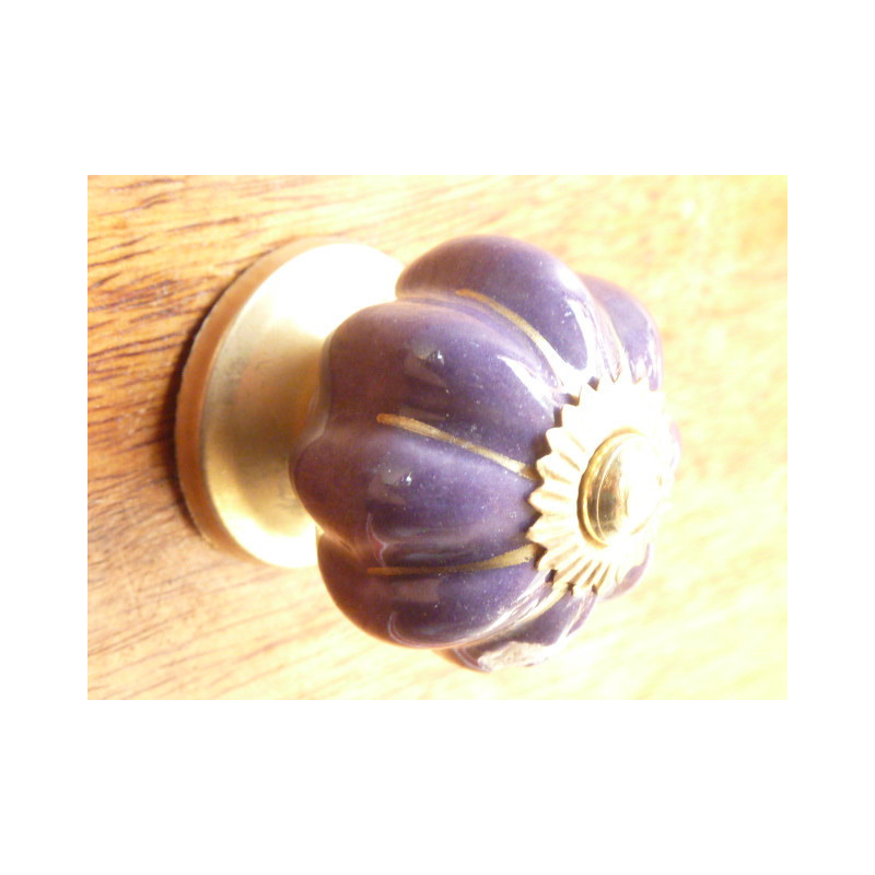 Mini boutons citrouille unis violet trait or