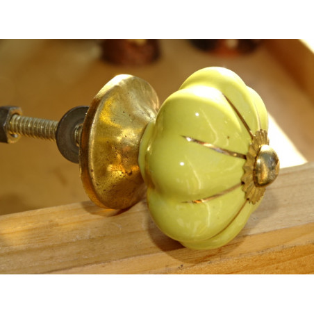 Mini bottoni zucca gialli con linea oro - 35 mm