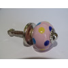 mini pink ceramic buttons with multicolored dots - silver