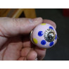 mini pink ceramic buttons with multicolored dots - silver