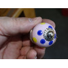 mini pink ceramic buttons with multicolored dots - silver