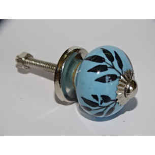 Mini himmelblaue Farn Keramikknöpfe - silber