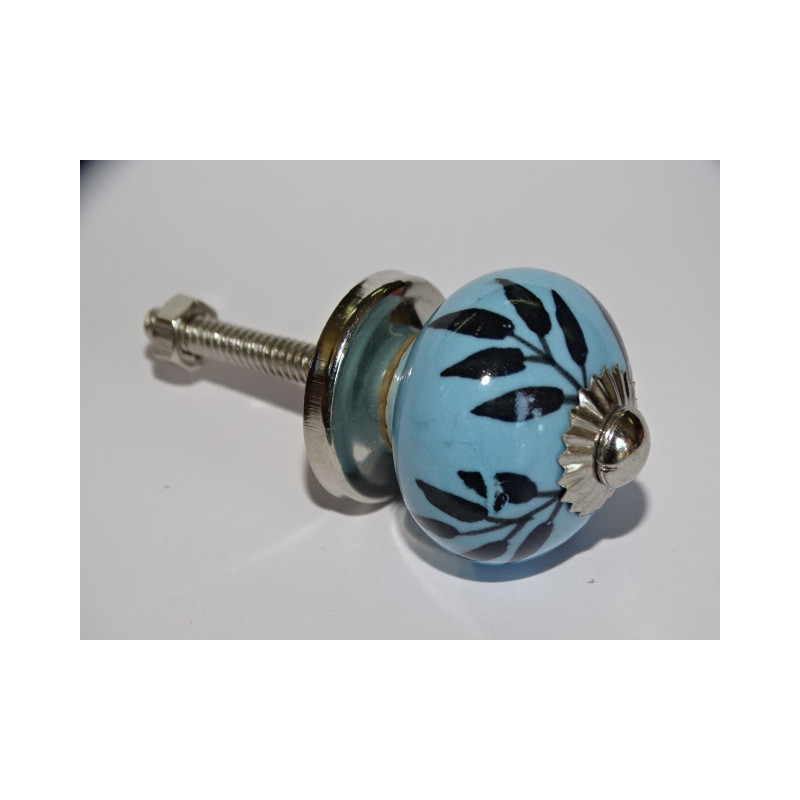 mini bottoni in ceramica felce celeste - argento