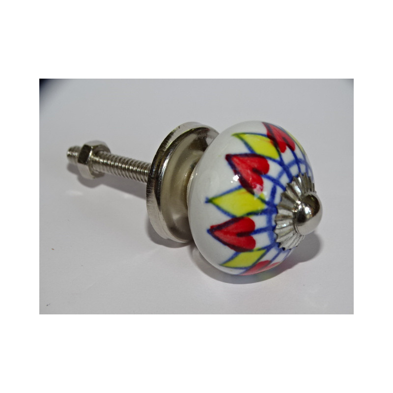 mini red and yellow sunflower ceramic buttons - silver