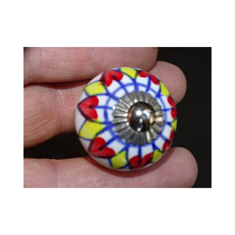 Mini rote und gelbe Sonnenblumen-Keramikknöpfe - silber