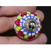 Mini rote und gelbe Sonnenblumen-Keramikknöpfe - silber