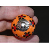 Mini orange Keramikknöpfe und schwarze Blume - silber