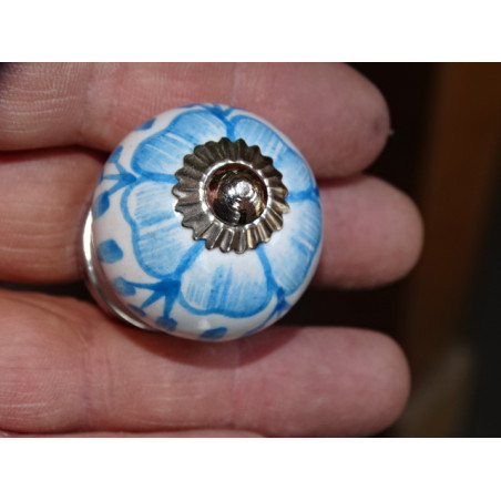 Botones de cerámica mini flor turquesa claro - plata